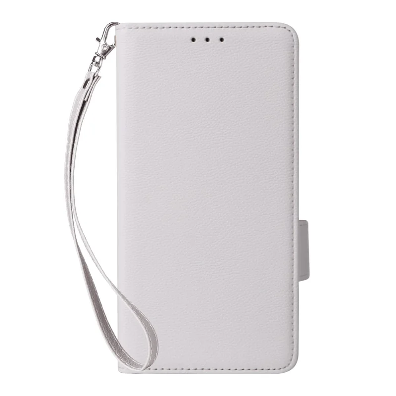 For HMD Skyline Case with Wrist Strap Litchi Texture PU Leather Wallet Phone Cover - White