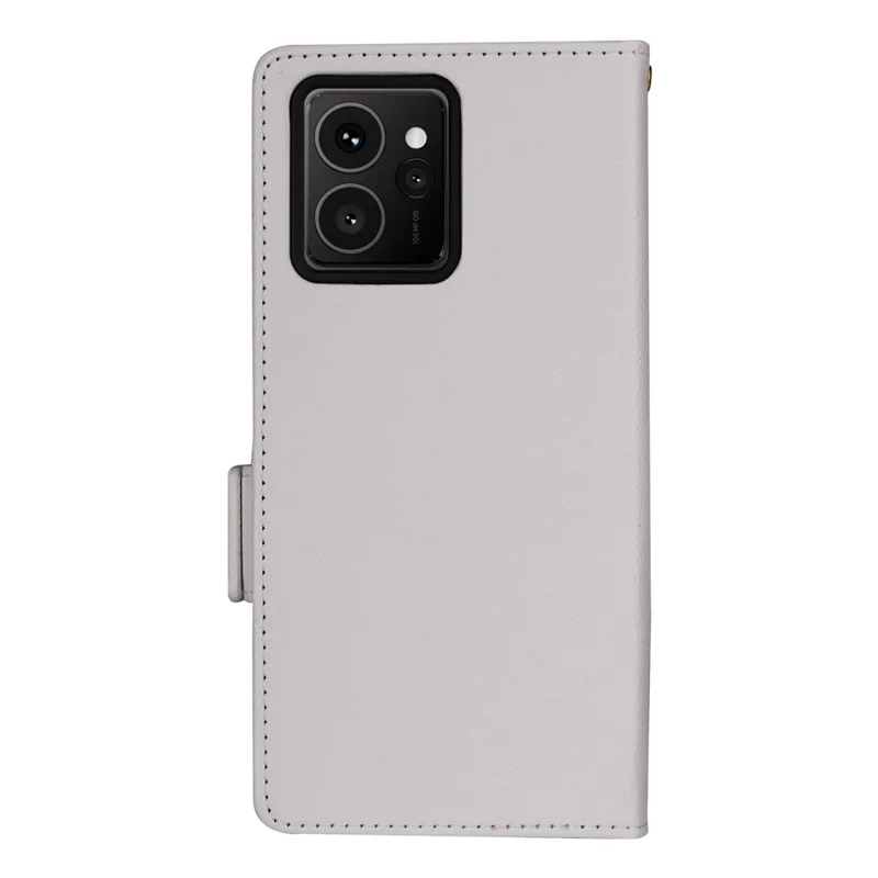 For HMD Skyline Case with Wrist Strap Litchi Texture PU Leather Wallet Phone Cover - White