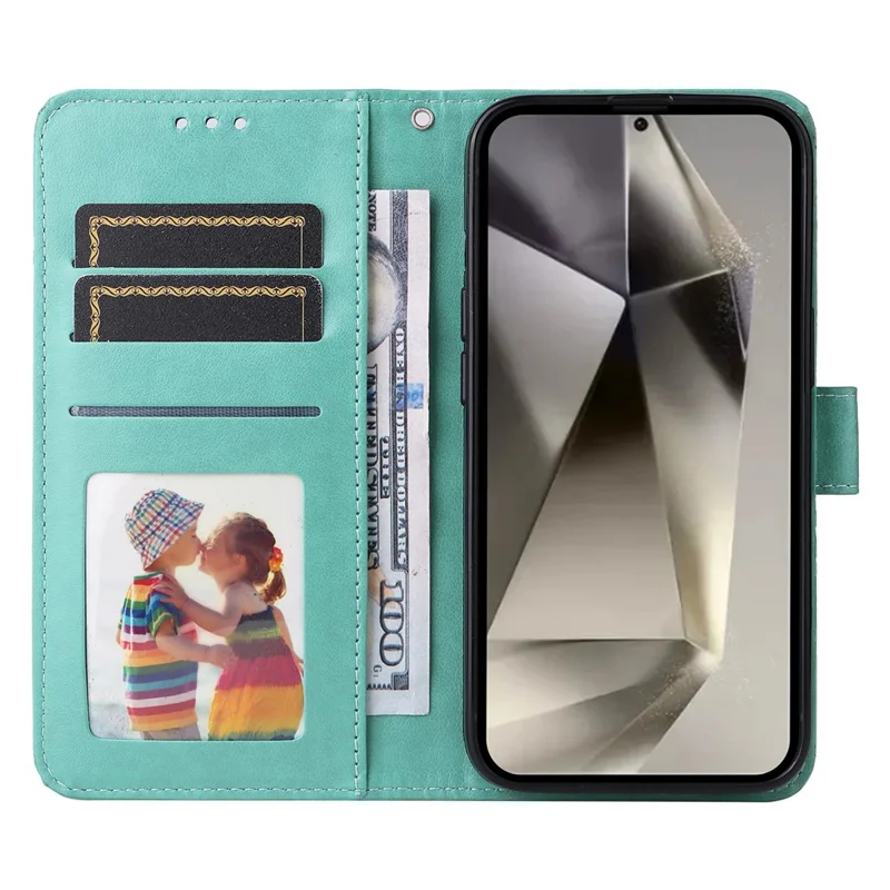 For Samsung Galaxy S25 Ultra Case Sunflower Imprint Leather Wallet Phone Cover - Green