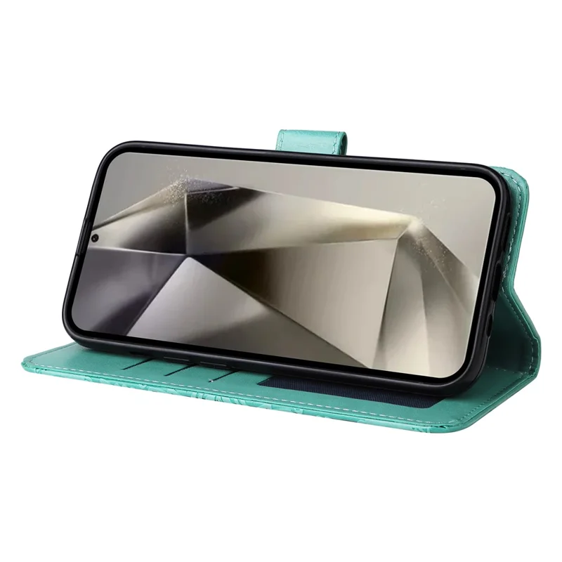 For Samsung Galaxy S25 Ultra Case Sunflower Imprint Leather Wallet Phone Cover - Green