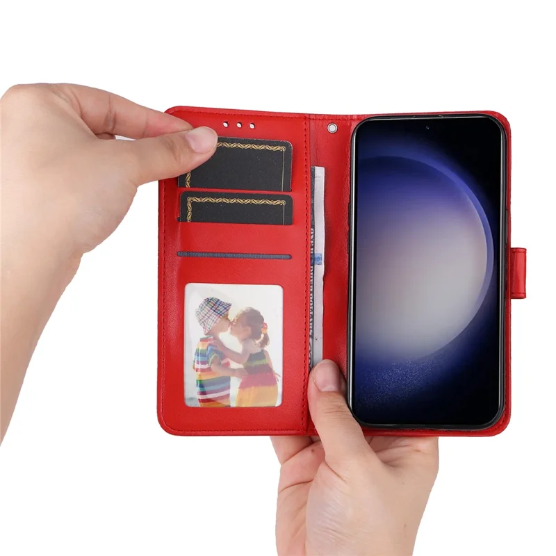 For Samsung Galaxy S25 Case Sunflower Imprint Leather Wallet Phone Cover - Red