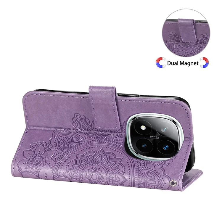 Funda de cuero sintético con tapa y soporte para Xiaomi Redmi Note 14 Pro+ 5G / Note 14 Pro 5G - Morado