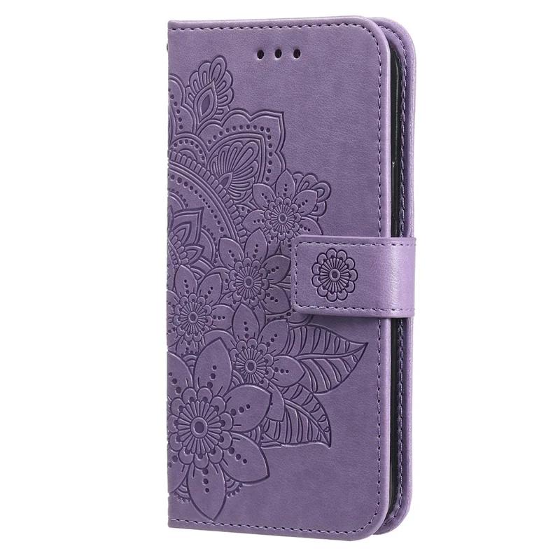For Samsung Galaxy S25 Case Floral Pattern PU Leather Wallet Stand Phone Cover - Purple