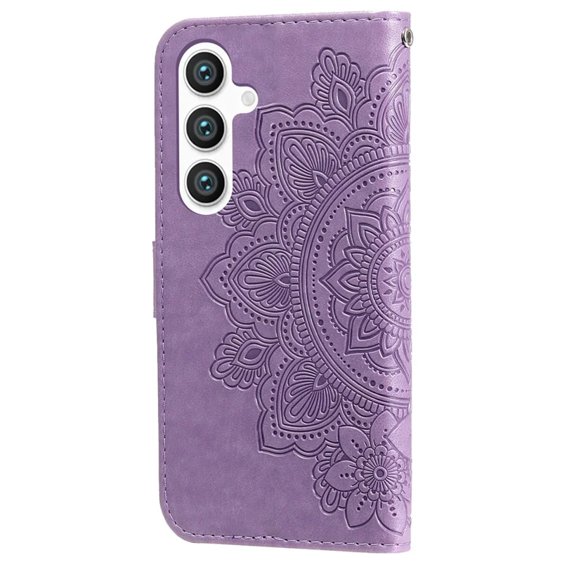 For Samsung Galaxy S25+ Case Floral Pattern PU Leather Wallet Stand Phone Cover - Purple