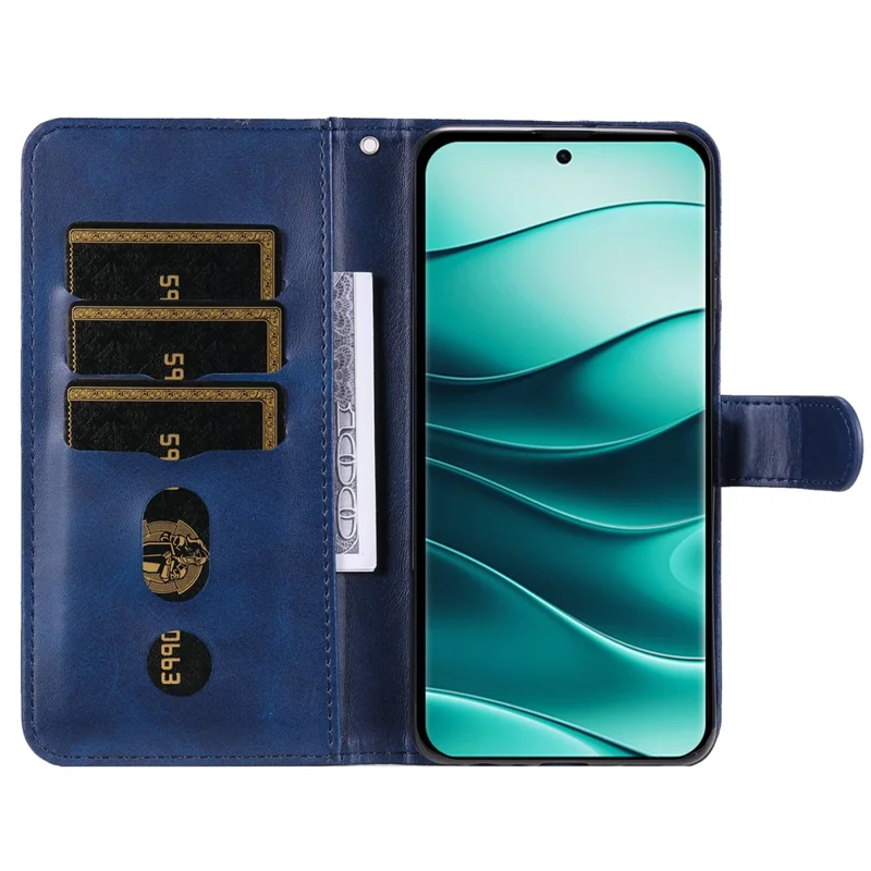 For Xiaomi Redmi Note 14 Pro+ 5G / Note 14 Pro 5G / Poco X7 5G Case Zipper Wallet Calf Texture PU Leather Phone Cover - Blue