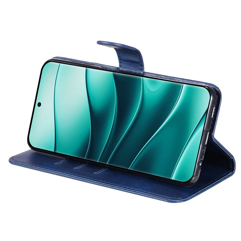 For Xiaomi Redmi Note 14 Pro+ 5G / Note 14 Pro 5G / Poco X7 5G Case Zipper Wallet Calf Texture PU Leather Phone Cover - Blue