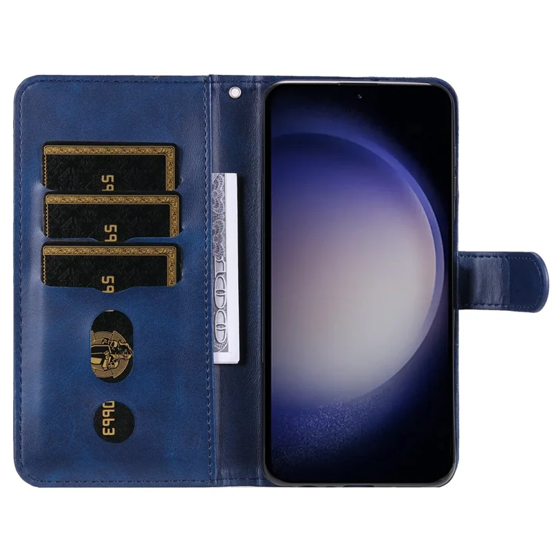 Voor Samsung Galaxy S25 Hoesje met Ritsportemonnee Kalfstextuur PU Leren Telefoonhoes - Blauw
