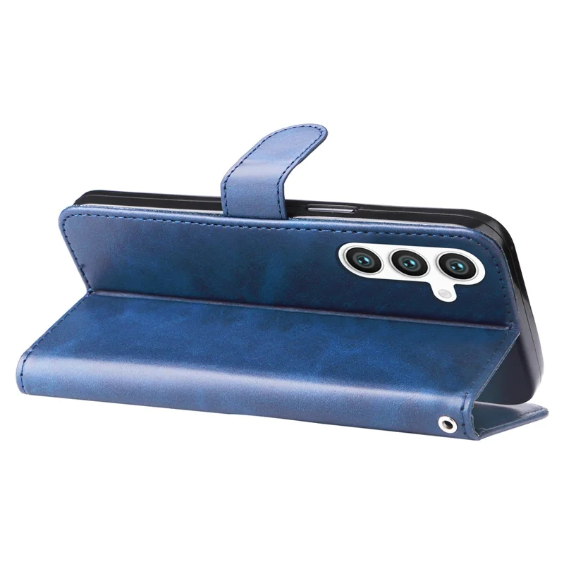 Voor Samsung Galaxy S25 Hoesje met Ritsportemonnee Kalfstextuur PU Leren Telefoonhoes - Blauw