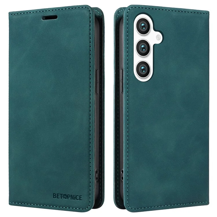 BETOPNICE 003 For Samsung Galaxy S25 Wallet Case Leather Phone Cover with Stand - Green