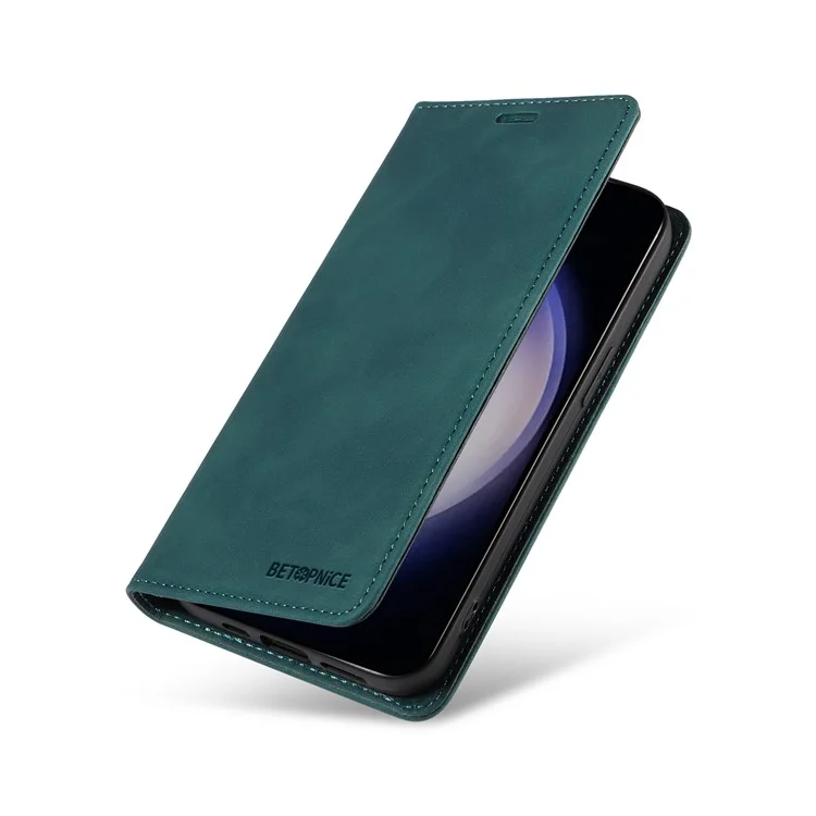 BETOPNICE 003 For Samsung Galaxy S25 Wallet Case Leather Phone Cover with Stand - Green
