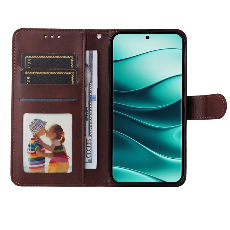 For Xiaomi Redmi Note 14 Pro+ 5G / Note 14 Pro 5G / Poco X7 5G Case Wallet PU Leather Folio Flip Phone Cover - Brown