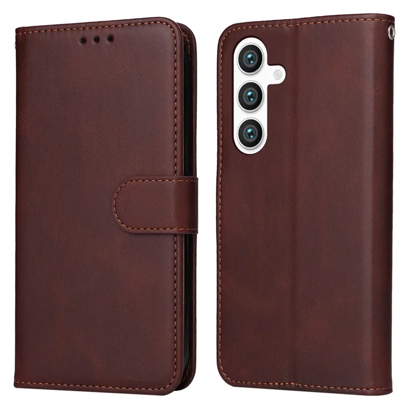 Para Samsung Galaxy S25 Case Wallet PU Leather Folio Flip Phone Cover - Brown