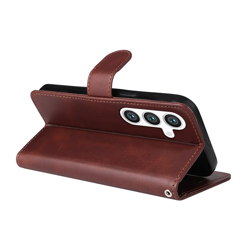 Para Samsung Galaxy S25 Case Wallet PU Leather Folio Flip Phone Cover - Brown