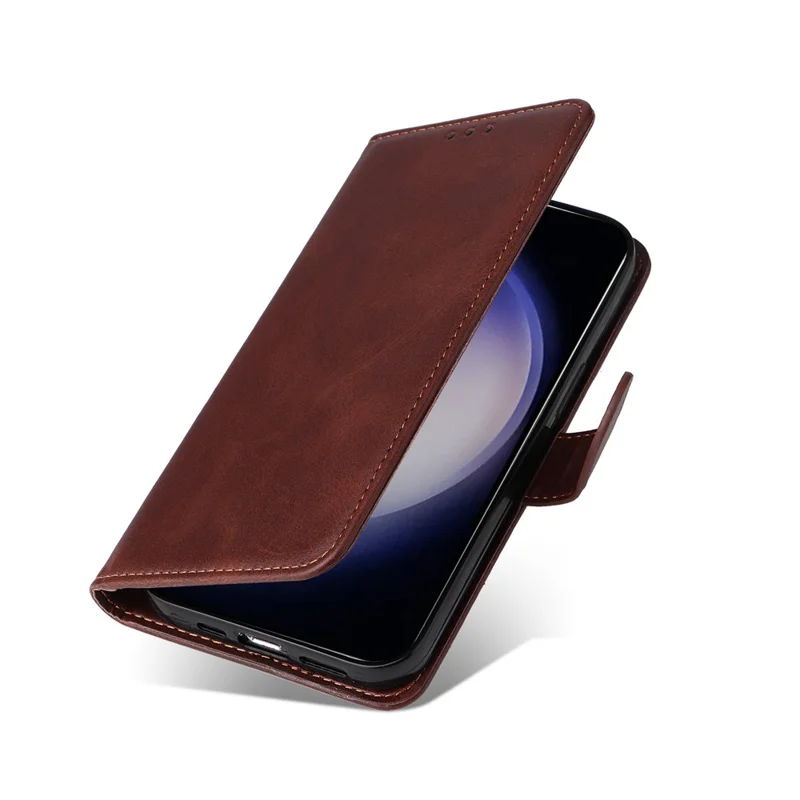 Para Samsung Galaxy S25 Case Wallet PU Leather Folio Flip Phone Cover - Brown