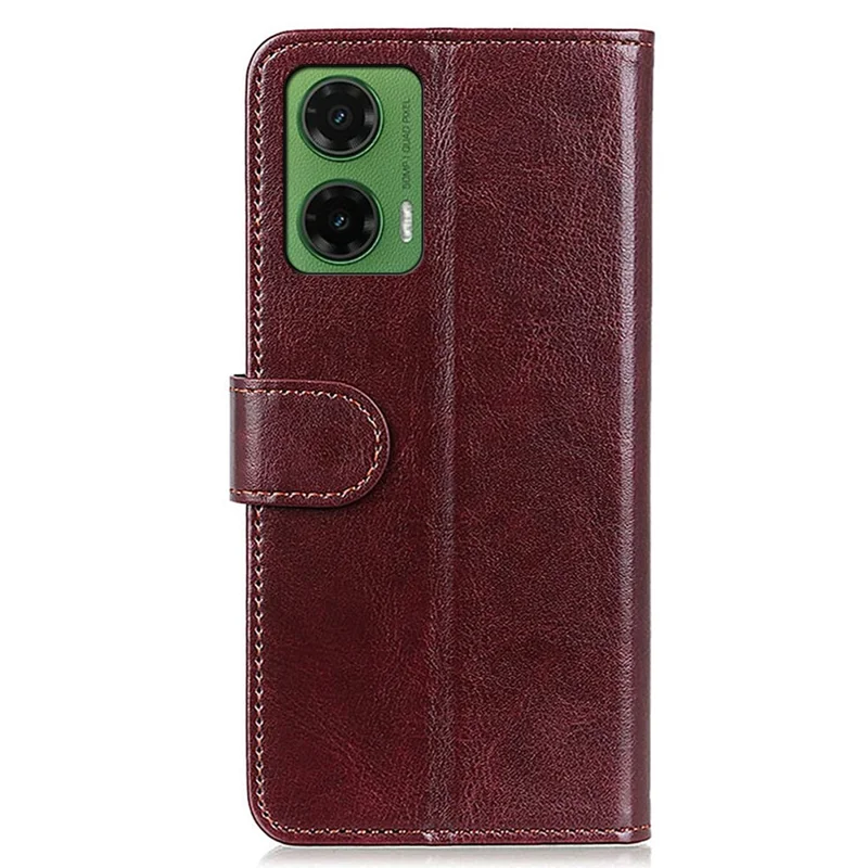 For Motorola Moto G35 5G Case Crazy Horse Texture PU Leather Phone Stand Cover - Brown