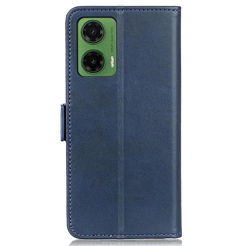 For Motorola Moto G35 5G Case Stand Cowhide Texture PU Leather Phone Cover - Blue