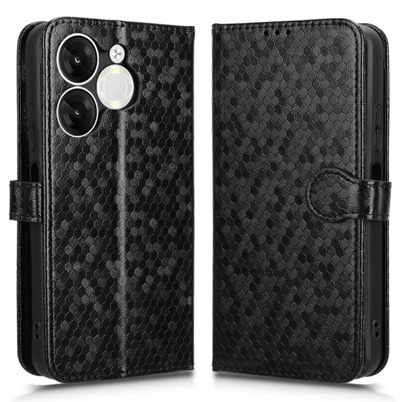Etui portfelowe z wzorem kropek do itel A80 4G, pokrowiec telefoniczny z syntetycznej skóry PU - Czarny