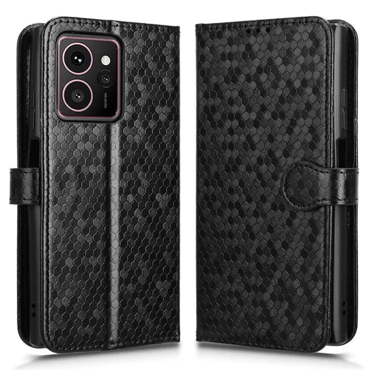 Para HMD Skyline Wallet Case Padrão de Pontos Impresso Capa de Couro PU para Telefone - Preto