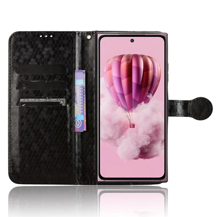 Para HMD Skyline Wallet Case Padrão de Pontos Impresso Capa de Couro PU para Telefone - Preto