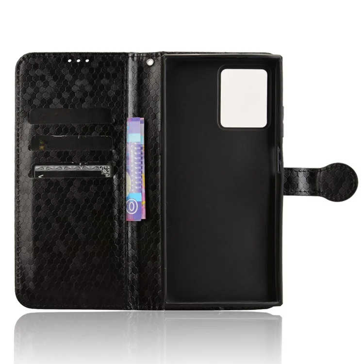 Para HMD Skyline Wallet Case Padrão de Pontos Impresso Capa de Couro PU para Telefone - Preto