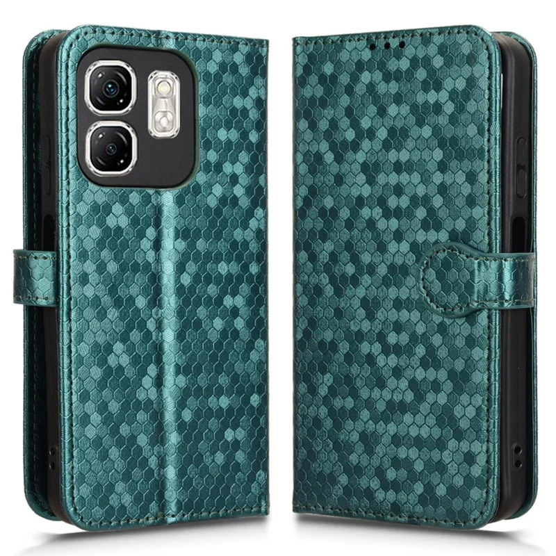 For Infinix Hot 50i 4G  /  Smart 9 4G Wallet Case Dot Pattern Imprint PU Leather Phone Cover - Green
