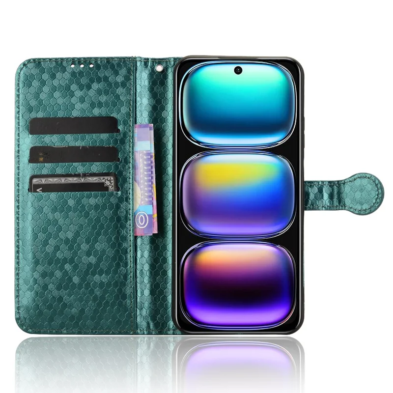 For Infinix Hot 50i 4G  /  Smart 9 4G Wallet Case Dot Pattern Imprint PU Leather Phone Cover - Green