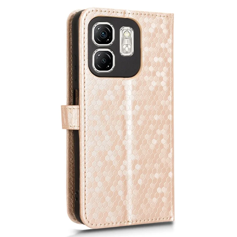 For Infinix Hot 50i 4G  /  Smart 9 4G Wallet Case Dot Pattern Imprint PU Leather Phone Cover - Rose Gold