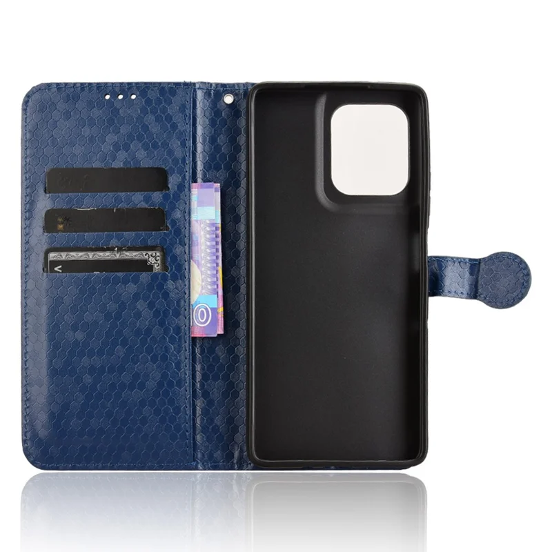 Portemonnee hoesje voor Motorola Moto G75 5G met stippenpatroon imitatie lederen telefoonhoes - Donkerblauw