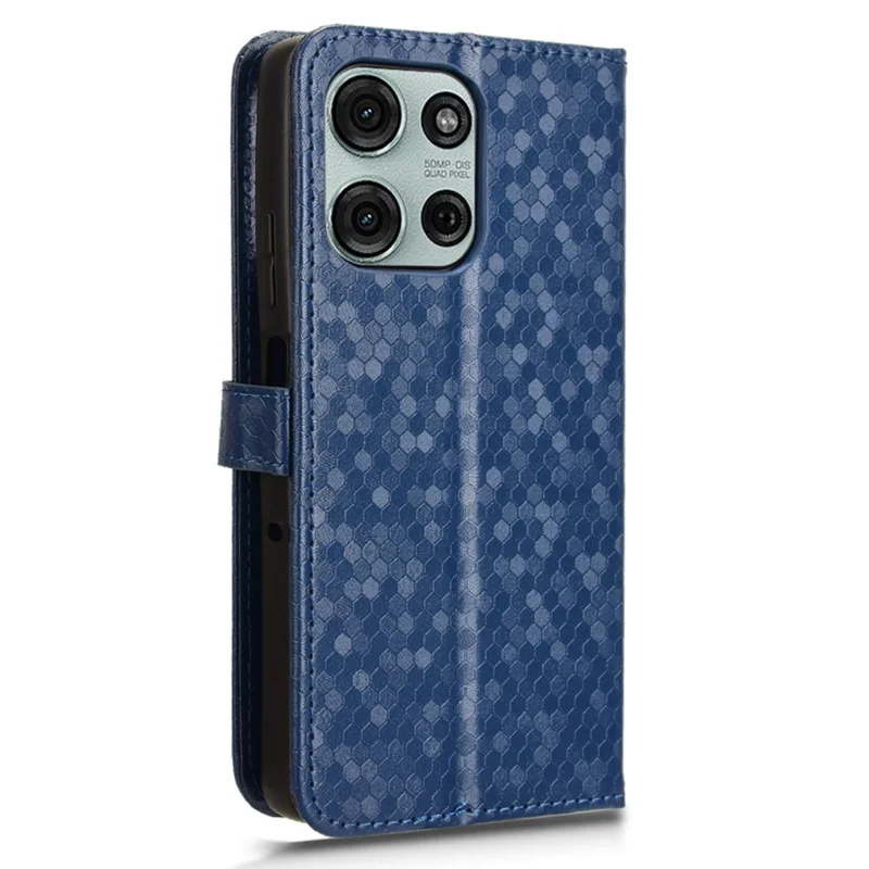 Portemonnee hoesje voor Motorola Moto G75 5G met stippenpatroon imitatie lederen telefoonhoes - Donkerblauw