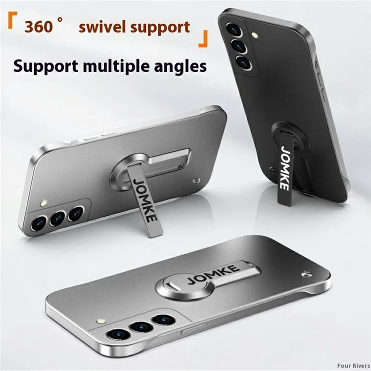 Для чехла Samsung Galaxy S23+ Hard PC Frameless Baking Paint Kickstand Phone Cover - Black