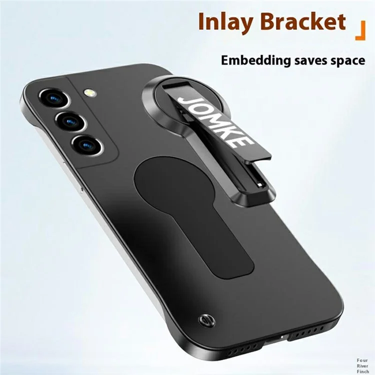 Для чехла Samsung Galaxy S23+ Hard PC Frameless Baking Paint Kickstand Phone Cover - Black