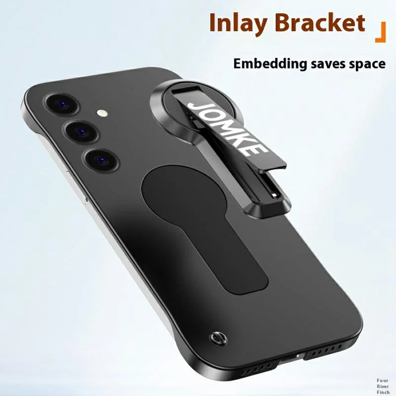Capa para Samsung Galaxy S24 em PC rígido com pintura de assadeira sem moldura e suporte - Preto