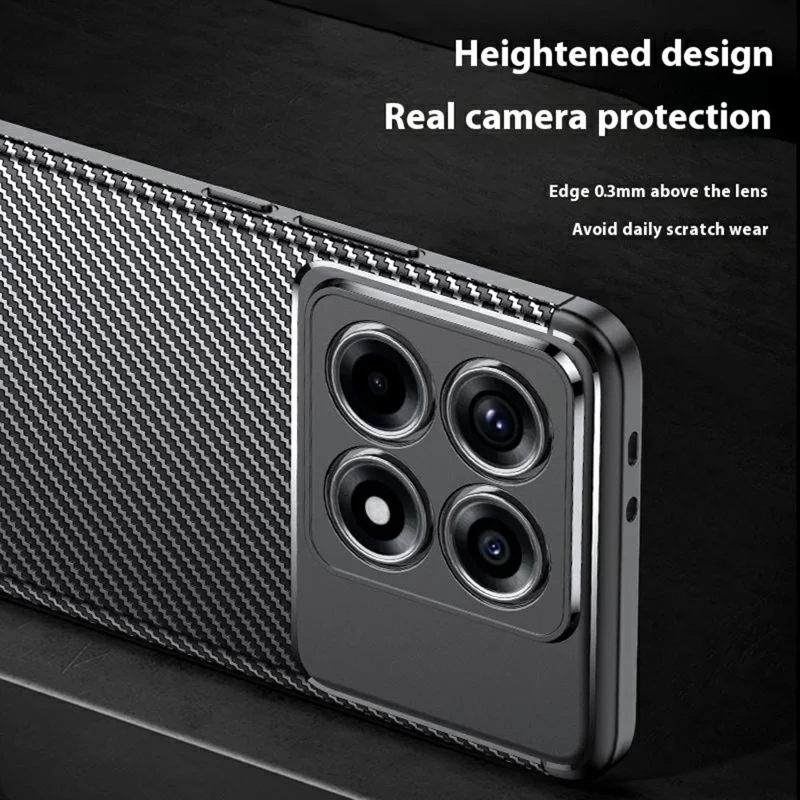 For Xiaomi 14T Case Carbon Fiber Texture TPU Phone Cover Heat Dissipation