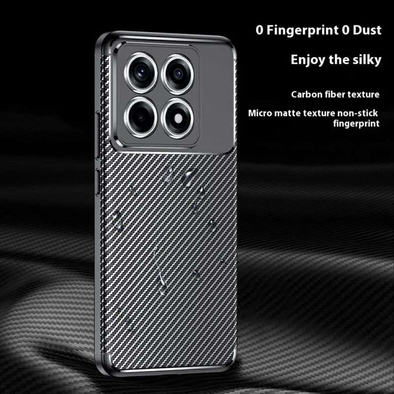 Funda para Xiaomi 14T Pro, textura de fibra de carbono, funda de TPU para teléfono con disipación de calor