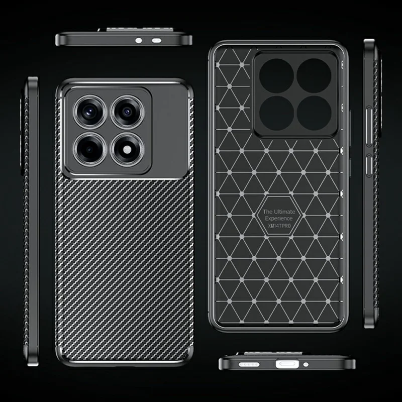 Funda para Xiaomi 14T Pro, textura de fibra de carbono, funda de TPU para teléfono con disipación de calor