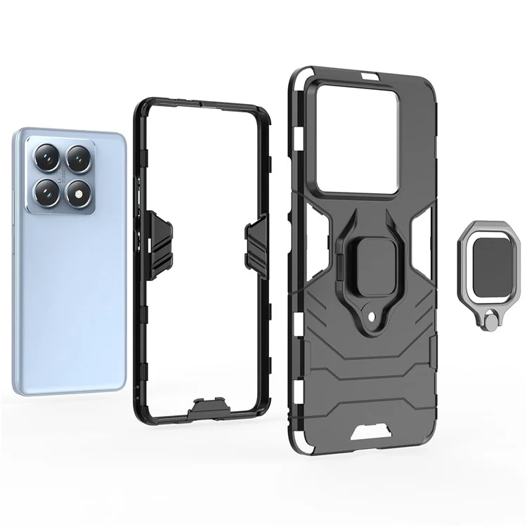 Para Xiaomi 14T Pro Capa PC+TPU Protective Phone Cover com Suporte Anel - Azul