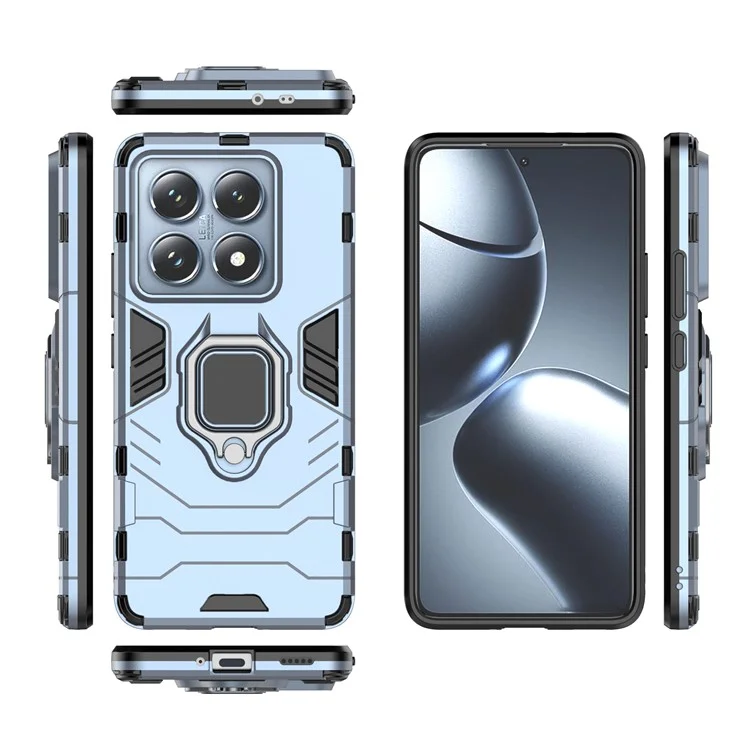 Para Xiaomi 14T Pro Capa PC+TPU Protective Phone Cover com Suporte Anel - Azul