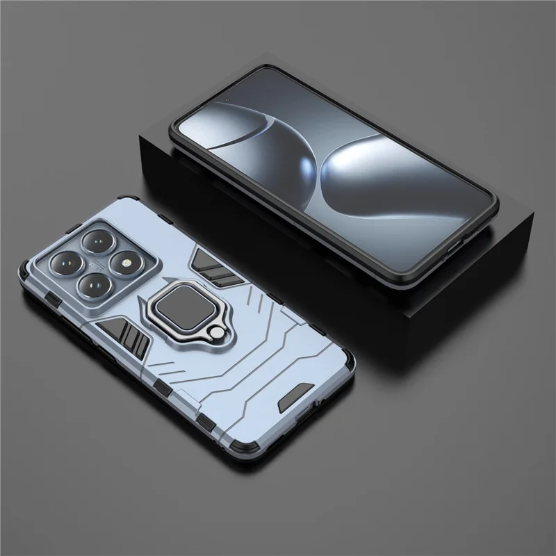 Para Xiaomi 14T Pro Capa PC+TPU Protective Phone Cover com Suporte Anel - Azul