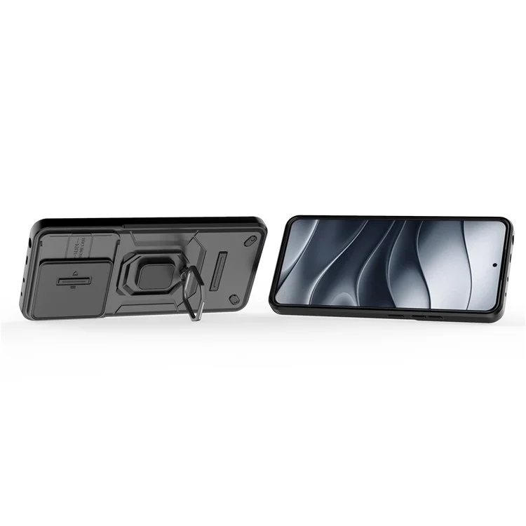 Für Xiaomi Redmi Note 14 5G-Hülle, PC+TPU-Ständer-Handyschützer mit Linsenabdeckung - Blau