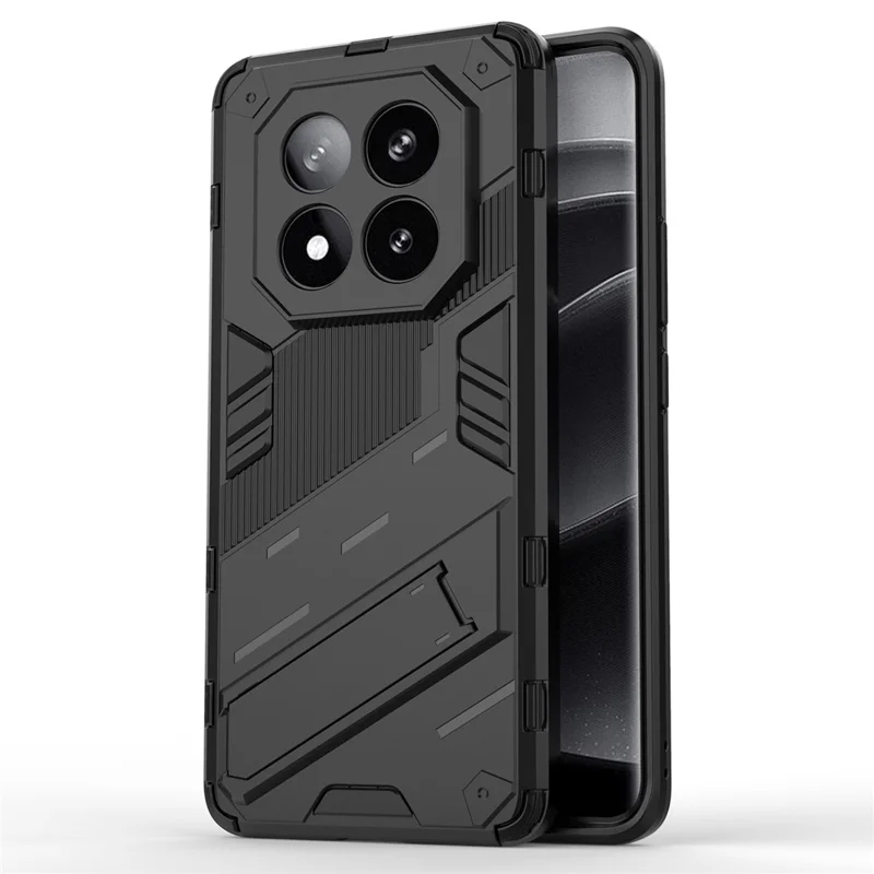 Coque pour Xiaomi Redmi Note 14 Pro+ 5G, PC+TPU antichoc avec support, couleur noire