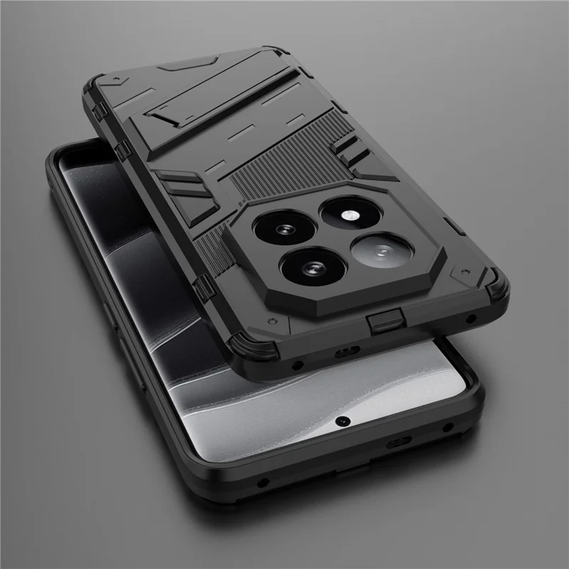 Coque pour Xiaomi Redmi Note 14 Pro+ 5G, PC+TPU antichoc avec support, couleur noire