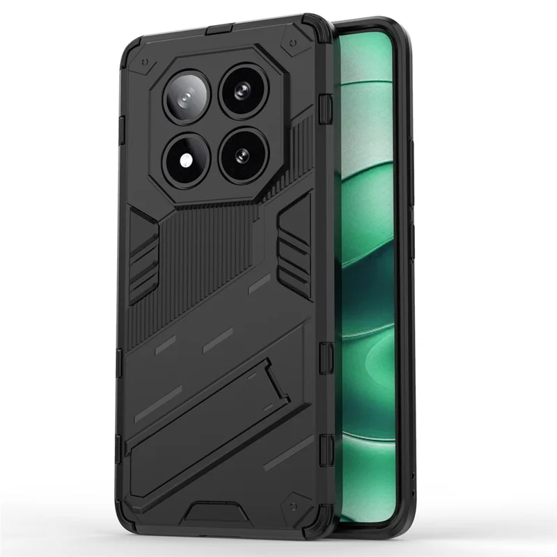 Funda para Xiaomi Redmi Note 14 Pro 5G / Poco X7 5G de PC+TPU a prueba de golpes con soporte - Negro