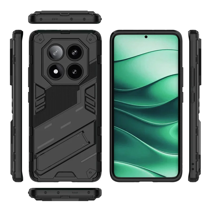 Funda para Xiaomi Redmi Note 14 Pro 5G / Poco X7 5G de PC+TPU a prueba de golpes con soporte - Negro