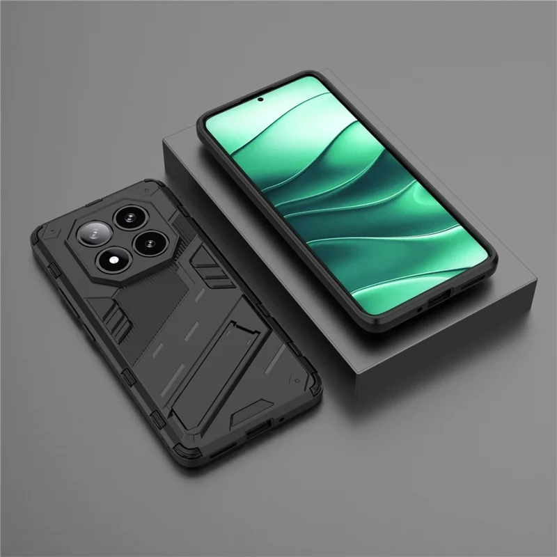 Funda para Xiaomi Redmi Note 14 Pro 5G / Poco X7 5G de PC+TPU a prueba de golpes con soporte - Negro
