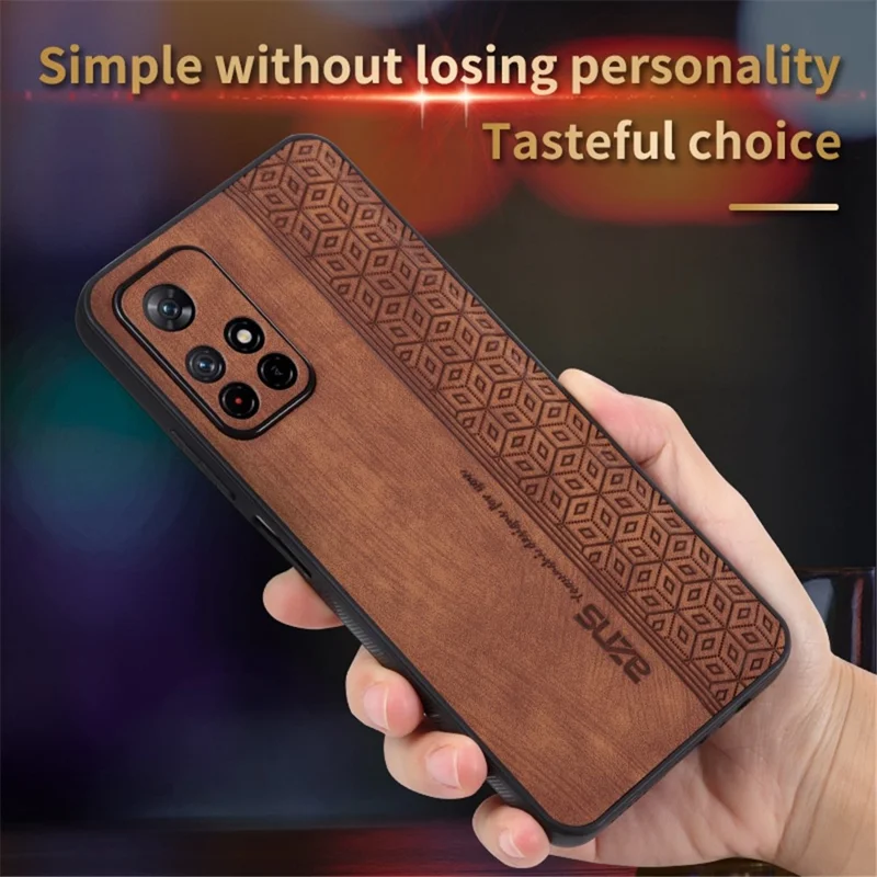 AZNS For Xiaomi Redmi Note 11T 5G / Note 11S 5G / Note 11 5G (MediaTek) / Poco M4 Pro 5G Imprinted Pattern Phone Cover Leather Coated TPU Case - Green