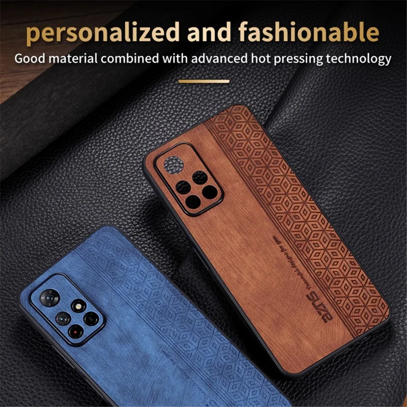 AZNS For Xiaomi Redmi Note 11T 5G / Note 11S 5G / Note 11 5G (MediaTek) / Poco M4 Pro 5G Imprinted Pattern Phone Cover Leather Coated TPU Case - Green