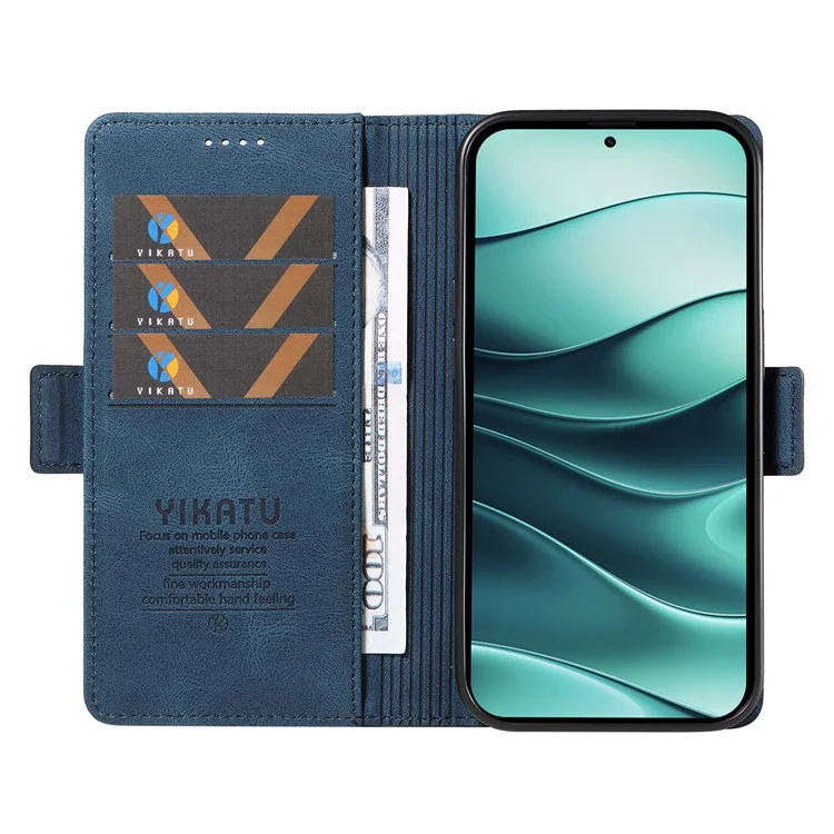 Funda para Xiaomi Redmi Note 14 Pro 5G / Note 14 Pro+ 5G YIKATU YK-005 de piel sintética, tipo cartera, con tacto suave - Azul