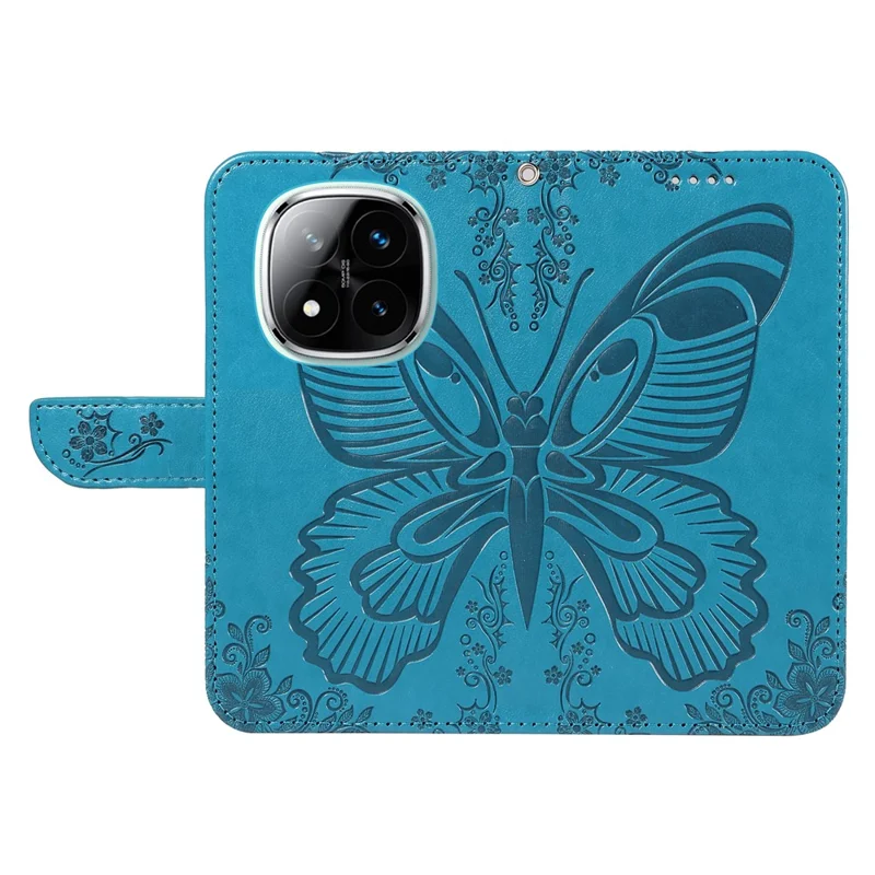 For Xiaomi Redmi Note 14 Pro+ 5G / Note 14 Pro 5G / Poco X7 5G Case Butterfly Pattern Leather Wallet Flip Phone Cover - Blue