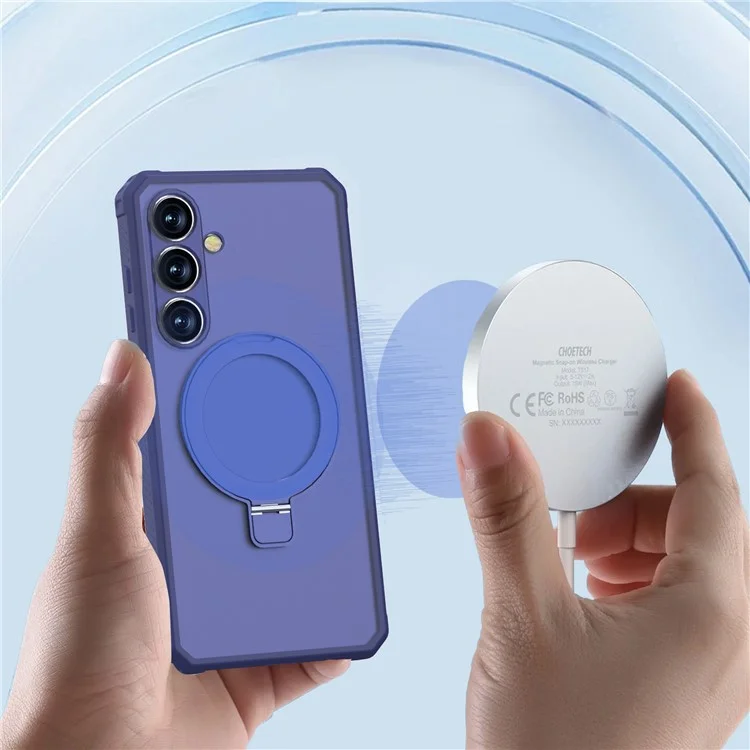 Чехол GW20 для Samsung Galaxy S24 FE, совместимый с MagSafe, с защитной накладкой из ТПУ и ПК, с подставкой, цвет темно-синий