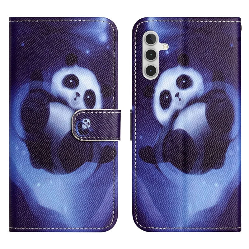 Per Samsung Galaxy A36 5G Custodia con Stampa Fantasia in Pelle PU Portafoglio Cover per Telefono Trama Croce - Panda